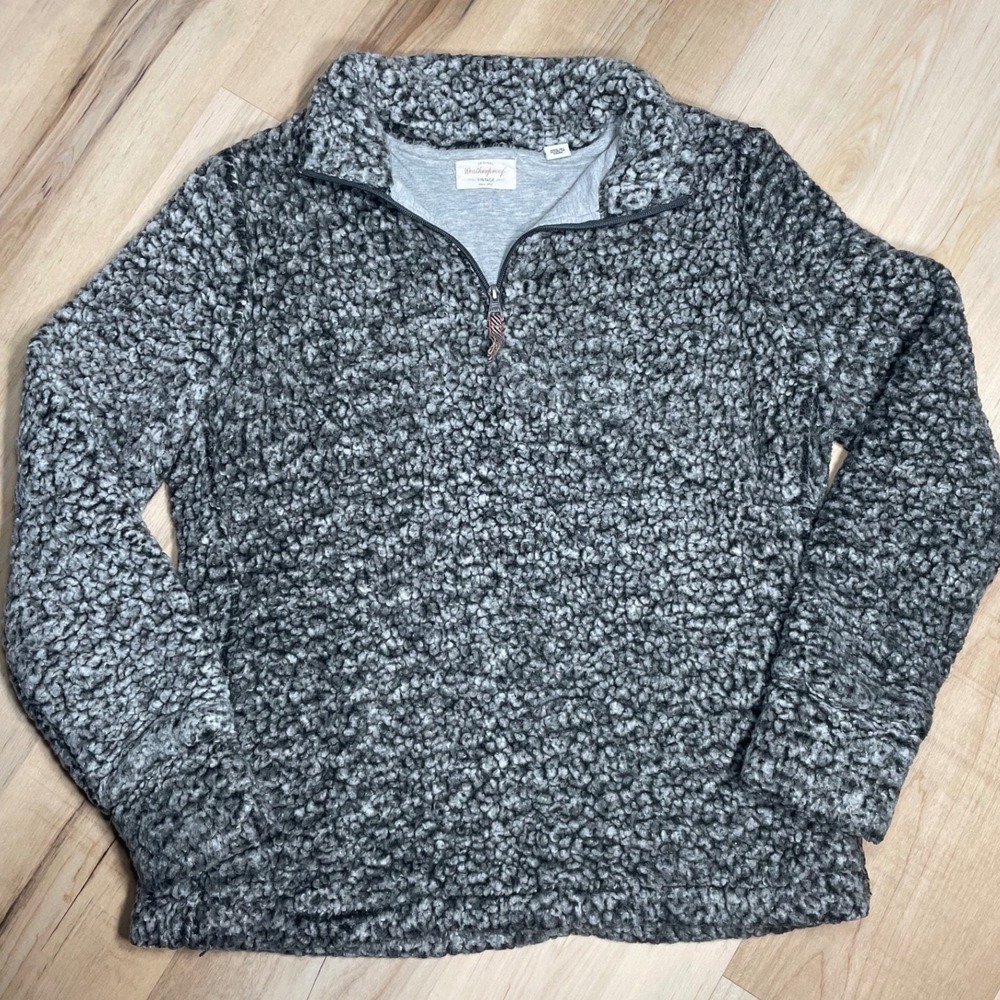 Weatherproof Vintage Womens‎ M Charcoal Gray Sherpa Fleece Quarter Zip Pullover